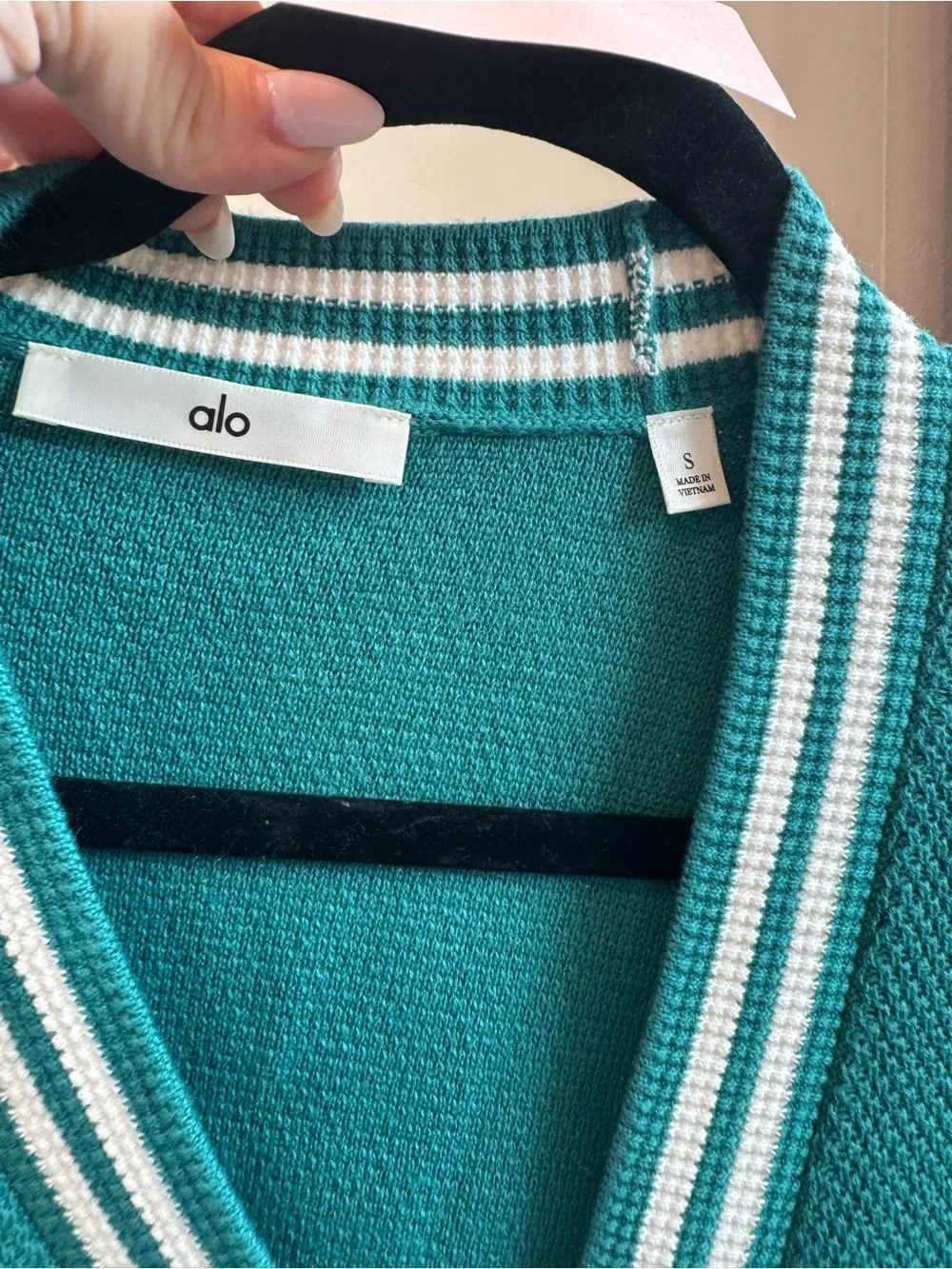 151. ALO Tennis Club sweater knit Cardigan in Emerald Isle
